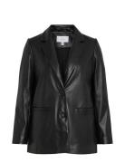 Vila Vinille Coated Loose Blazer - Noos Svart