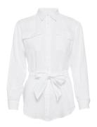 Lauren Ralph Lauren Belted Linen Shirt Vit