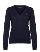 GANT Cotton V-Neck Blå