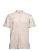 Lindbergh Mandarin Linen Blend Shirt S/S Kräm