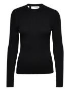 Selected Femme Slflydia New Rib Ls Knit O-Neck B Svart