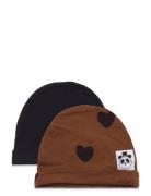 Mini Rodini Basic Hearts Baby Beanie 2-Pack Multi/patterned