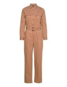 Lexington Clothing Britt Organic Cotton Cargo Jumpsuit Brun