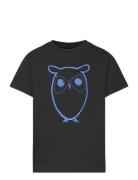 Knowledge Cotton Apparel Big Owl T-Shirt - Gots/Vegan Svart