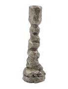 House Doctor Candle Stand, Raku, Antique Silver Silver