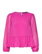 French Connection Crepe Light Georgett Peplum Tp Rosa