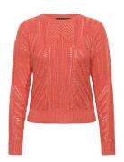 Lauren Ralph Lauren Pointelle-Knit Cotton-Blend Jumper Orange