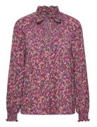 Lauren Ralph Lauren Floral Pleated Georgette Tie-Neck Blouse Rosa
