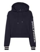 Tommy Hilfiger Reg Monotype Slv Crop Hoodie Marinblå