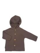 Smallstuff Cardigan Merino Wool W. Buttons And Hoodie, Rose Brown Brun