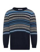 Knowledge Cotton Apparel Jacquard Knit Cotton Crew Knit - Go Multi/pat...