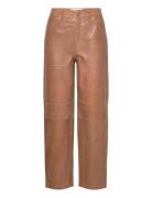 Selected Femme Slfsana-Bynne Hw Straight Leather Pant Brun