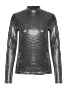 Minus Jilana High Neck Long Sleeve Top Silver