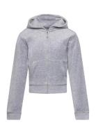 Juicy Couture Tonal Embro Velour Zip Thru Hoodie Grå