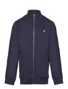 Lyle & Scott Junior Contrast Ottoman Zip Thru Funnel Marinblå