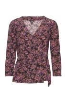 Lauren Ralph Lauren Floral Stretch Jersey Top Rosa