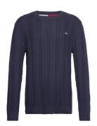 Tommy Jeans Tjm Reg Cable Sweater Marinblå