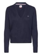 Tommy Jeans Tjw Essential Vneck Sweater Marinblå