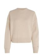 Calvin Klein Cashmere Blend Crewneck Sweater Beige