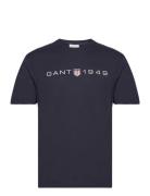 GANT Printed Graphic Ss T-Shirt Marinblå