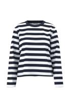 Selected Femme Slfessential Ls Striped Boxy Tee Noos Marinblå