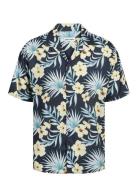 Jack & J S Jjjeff Floral Aop Resort Shirt Ss Marinblå