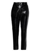 Karl Lagerfeld Faux Croc Patent Leather Pants Svart