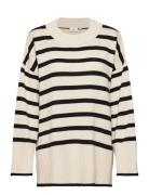 ONLY Carmakoma Carhella Ls Loose Striped O-Neck Knt Kräm