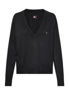 Tommy Jeans Tjw Essential Vneck Sweater Ext Svart