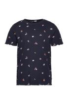 Tom Tailor All Over Printed Rib T-Shirt Marinblå