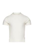 Tom Tailor Cropped Mock Neck Rib T-Shirt Vit