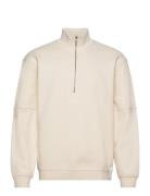 Edwin Koji Half Zip Sweat-Whitecap Gray Kräm