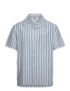 Tommy Jeans Tjm Stripe Linen Ss Shirt Ext Grön