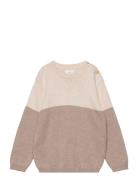 Mango Contrasting Knit Sweater Beige