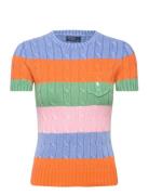 Polo Ralph Lauren Striped Cable Short-Sleeve Sweater Multi/patterned