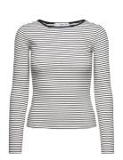 Mango Striped Rib T-Shirt Svart