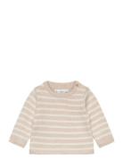 Mango Striped Cotton-Blend Sweater Beige