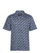 Lyle & Scott Floral Print Resort Shirt Marinblå