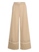 Mango Cotton Pleated Trousers Beige