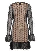 ROTATE Birger Christensen Bow Mesh Mini Dress Svart