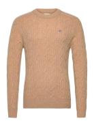 GANT Lambswool Cable C-Neck Beige