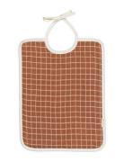 Fabelab Feeding Bib - Grid Brun