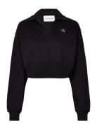 Calvin Klein Jeans Label Polo Collar Sweatshirt Svart