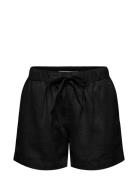 ONLY Onlcaro Mw Linen B Pull-Up Shorts Cc Pnt Svart