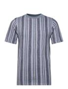 Lindbergh Towel Striped O-Neck Tee S/S Blå