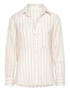 Mango Pocket Striped Shirt Beige