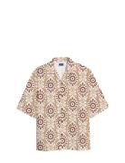 Jack & J S Jorjeff Gallery Aop Resort Shirt Ss Smu Beige