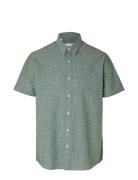 Selected Homme Slhregnew-Linen Shirt Ss Classic W Grön