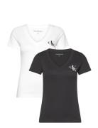 Calvin Klein Jeans 2-Pack Monologo V-Neck Tee Vit