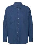 French Connection Zaves Chambray Denim Shirt Blå